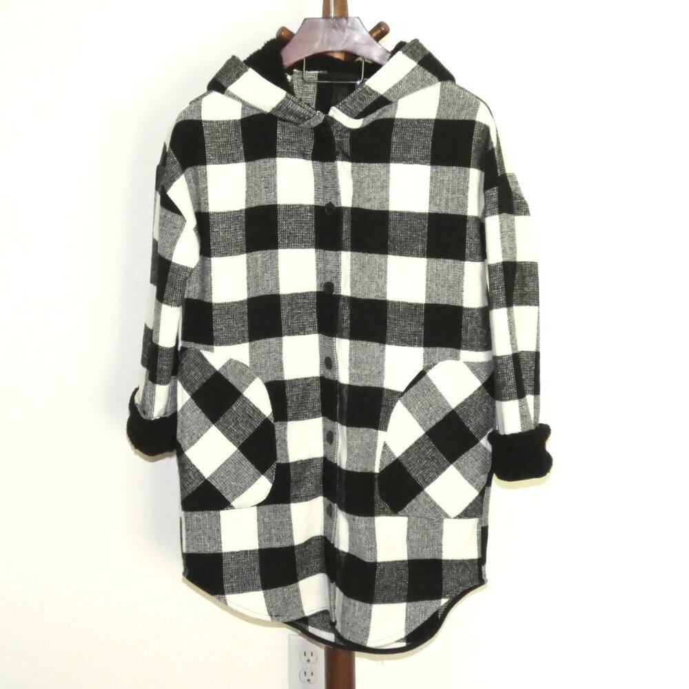 NEW RDI Black White Buffalo Plaid Hooded Jacket